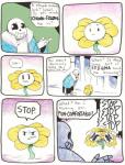 aftertale animated_skeleton bone clothed clothing comic dialogue elemental_creature english_text flora_fauna flowey_the_flower loverofpiggies male not_furry plant sans_(undertale) skeleton teeth text undead undertale undertale_(series)