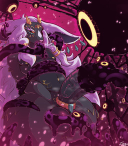 accessory anthro balls big_penis black_sclera bodily_fluids bottomwear chin_tuft clothing cock_ring corruption curved_horn dripping erection facial_tuft fur genital_fluids genitals grey_body grey_fur hair half-closed_eyes horn huge_penis humanoid_genitalia humanoid_penis jewelry male narrowed_eyes navel navel_piercing nude open_mouth oral oral_penetration pants penetration penis penis_accessory penis_jewelry piercing precum precum_drip precum_string sharp_teeth solo teeth tentacle_in_mouth tentacle_penetration tentacles tuft vein veiny_penis white_hair mrt0ony nintendo tears_of_the_kingdom the_legend_of_zelda rauru_(tears_of_the_kingdom) zonai hi_res