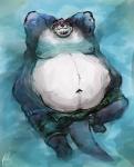 anthro barefoot belly belly_overhang big_belly biped bottomwear brown_body brown_fur chubby_cheeks clothed clothing deep_navel double_chin eyes_closed feet floating fur hands_behind_head huge_belly hyper hyper_belly lying male moobs morbidly_obese morbidly_obese_anthro morbidly_obese_male navel nipples obese obese_anthro obese_male on_back overweight overweight_anthro overweight_male partially_clothed partially_submerged relaxing shorts smile solo swimwear tan_body tan_fur topless unzipped water whiskers wide_hips zipper aokamidu mammal mustelid otter