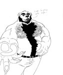 anthro beard belly_hair body_hair chest_hair eye_scar eyebrows facial_hair facial_scar male muscular muscular_anthro muscular_male overweight overweight_anthro overweight_male piercing scar shirtless slightly_chubby slightly_chubby_male solo thick_eyebrows sybervenn bear mammal absurd_res hi_res traditional_media_(artwork)