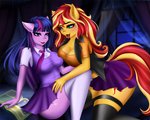 anthro anthrofied bottomwear breast_squish breasts breasts_frottage cleavage clothed clothing duo female female/female furgonomics schrodinger's_pantsu skirt squish tail tail_through_skirt tongue tongue_out ashimaroo equestria_girls friendship_is_magic hasbro my_little_pony sunset_shimmer_(eg) twilight_sparkle_(mlp) equid equine mammal 5:4 absurd_res hi_res