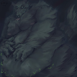anthro belly_focus fur grey_body grey_fur male nipples oral_vore overweight overweight_male snaggle_teeth snaggle_tooth solo tail tail_motion tailwag tongue tongue_out vore white_eyes analog_vorer mythology canid canine mammal mythological_canine mythological_creature werecanid werecanine werecreature werewolf digital_media_(artwork) heavypaint_(artwork) hi_res
