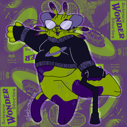 ambiguous_gender antennae_(anatomy) anthro belly belly_overhang body_hair bottomless cane clothed clothing ear_piercing eyewear fangs featureless_crotch fingerless_gloves gauged_ear glasses gloves green_body handwear leg_hair markings overweight pawpads photo_background piercing pose shirt shirt_only smile solo standing stretch_marks sweater sweater_only teeth topwear topwear_only wearing_glasses lonely-space-egg alien domestic_cat felid feline felis hybrid mammal 1:1 aliasing digital_media_(artwork) flat_colors hi_res mixed_media photography_(artwork)