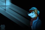 anthro clothing hat headgear headwear male night scarf simple_background solo window_light domafox saban's_adventures_of_oliver_twist saban's_oliver_twist oliver_twist canid canine canis domestic_dog mammal