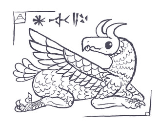 blep breasts busty_feral cuneiform feathered_wings feathers female feral horn solo tail tail_feathers tongue tongue_out wings woodhouse3d mesopotamian_mythology mythology tiamat_(god) dragon mythological_creature mythological_scalie scalie monochrome