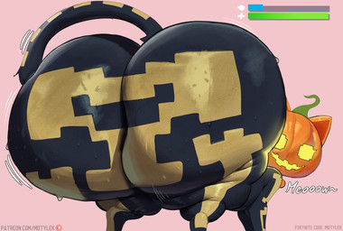 big_butt bodily_fluids butt female female_feral feral feralized food for_a_head fruit huge_butt huge_hips huge_thighs hyper hyper_butt looking_at_viewer looking_back multicolored_body onomatopoeia plant pumpkin pumpkin_head solo sound_effects sweat sweaty_butt tail text thick_thighs two_tone_body wide_hips motylek epic_games fortnite spice_(fortnite) domestic_cat felid feline felis mammal object_head 2025 absurd_res digital_media_(artwork) english_text hi_res