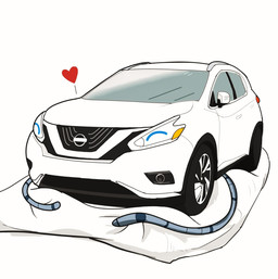 ^_^ ambiguous_gender car eyes_closed feral heart_symbol machine not_furry pillow simple_background smile solo vehicle wheel white_background eibvdy nissan dire_car dire_machine dire_vehicle living_car living_machine living_vehicle 2022 hi_res
