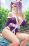 big_breasts breasts cleavage clothed clothing female hair horn looking_at_viewer not_furry purple_hair solo sciamano240 asian_mythology east_asian_mythology japanese_mythology mythology that_time_i_got_reincarnated_as_a_slime shion_(that_time_i_got_reincarnated_as_a_slime) demon horned_humanoid humanoid oni yokai hi_res