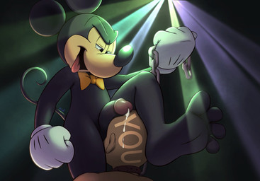 anthro black_body chain chain_leash duo ejaculation faceless_character faceless_male frottage genitals hands-free humanoid_genitalia humanoid_penis leash leash_pull male male/male nightclub penile penis penis_on_face penises_touching rave sex stripper tongue tongue_out mickeyryona disney mickey_mouse human mammal mouse murid murine rodent hi_res