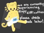 ageplay anthro blush blush_lines bottomwear clean_diaper clothed clothing diaper diaper_only error_message female fur infantilism nipples padding roleplay simple_background simple_eyes sitting solo text topless wearing_diaper whiskers sillykitty1413 felid feline mammal 4:3