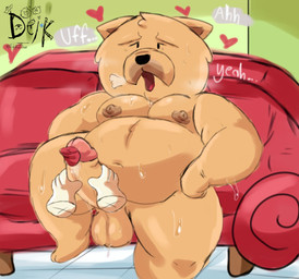 anthro balls big_balls bodily_fluids breath disembodied_hand duo erection fellatio furniture genital_fluids genitals hand_on_penis handjob heart_symbol humanoid_genitalia humanoid_penis inside male male/male moan muscular muscular_arms nipples nude on_sofa open_mouth oral panting penile penis precum red_sofa saliva sex sitting sitting_on_sofa slightly_chubby sofa sweat sweatdrop text tongue tongue_out ugly-rat15508 dogs_in_space netflix jerry_(dogs_in_space) loaf_(dogs_in_space) canid canine canis chow_chow domestic_dog mammal spitz absurd_res english_text hi_res