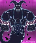 abs anthro biceps big_muscles big_pecs black_body black_fur clenched_teeth five_nights_at_freddy's five_nights_at_freddy's:_security_breach five_nights_at_freddy's:_security_breach_ruin floating floating_hands fur glitch glowing glowing_eyes glowing_markings hi_res lagomorph leporid looking_at_viewer machine male mammal markings muscular muscular_anthro muscular_male mxes_(fnaf) nipples nude pecs rabbit scottgames solo steel_wool_studios teeth yourpaltygar