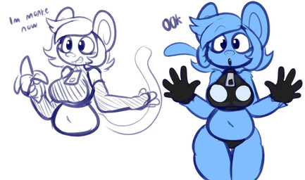 5_fingers alternate_species anthro banana belly big_breasts black_clothing black_gloves black_handwear black_panties black_topwear black_underwear blue_body blue_eyes blue_fur blue_hair blue_inner_ear breasts clothing crop_top dialogue fangs female fingers food fruit fur gloves grin hair handwear holding_food holding_object looking_at_viewer midriff multiple_poses navel open_mouth panties plant pose raised_arm shirt slightly_chubby smile solo teeth text thick_thighs topwear underwear felino lettuce_(lettuce) haplorhine mammal monkey primate 2020 english_text sketch