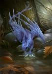 ambiguous_gender autumn blue_body blue_eyes day detailed_background feral forest frost ice ice_wings leaf outside plant solo standing tail tree unusual_anatomy unusual_wings water wings winter sandara european_mythology mythology dragon elemental_creature elemental_dragon ice_dragon mythological_creature mythological_scalie scalie western_dragon 2017 digital_media_(artwork) hi_res