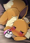 ambiguous_feral ambiguous_gender blush feral heart_eyes heart_symbol love_ball nude pokeball solo dagasi nintendo pokemon eevee generation_1_pokemon pokemon_(species) 2024 hi_res