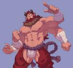 4_arms 5_fingers abs arm_wraps asian_clothing beard biceps big_muscles biped body_hair bottomwear bulge clothed clothing crotchless_bottomwear crotchless_clothing crotchless_pants east_asian_clothing facial_hair fangs fingers fundoshi hair horn humanoid_pointy_ears japanese_clothing jewelry leggings legwear male multi_arm multi_limb muscular muscular_humanoid muscular_male navel necklace nipples not_furry obijime pants pecs pointy_ears quads red_hair simple_background solo standing tan_body tan_skin teeth thong topless underwear vein white_clothing white_fundoshi white_underwear wraps rollingstoneeeeee humanoid 2018 digital_media_(artwork) hi_res portrait three-quarter_portrait