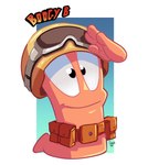 4_fingers ambiguous_gender armor eyewear feral fingers floating_hands gesture goggles goggles_on_headwear headgear helmet limbless noseless not_furry salute simple_background smile solo text toony giovelloart worms_(series) worm worm_(worms) cel_shading digital_drawing_(artwork) digital_media_(artwork) hi_res shaded male_(lore)