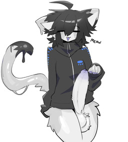 anthro balls big_penis blush bottomless bottomless_anthro bottomless_male clothed clothing erection eyes_closed foreskin genitals glans leg_tuft male male_anthro meow open_:3 penis purple_blush purple_glans slime solo thigh_tuft tuft shiyaa_stuff xiya_(shiyaa_stuff) domestic_cat felid feline felis mammal 2025