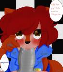animatronic anthro blush brown_eyes checkered checkered_background comic digital_media_(artwork) discordmelody disembodied_penis duo english_text erection fellatio female female_penetrated five_nights_at_freddy's foxy_(fnaf) freckles genitals hair hi_res jasmine_ivory machine male male/female male_penetrating male_penetrating_female mammal metal oral oral_penetration pattern_background penetration penile penis red_hair robot rodent sciurid scottgames security sex shaded simple_background text thick_penis tree_squirrel