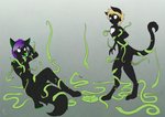 2017 anthro arm_markings axel_(axelthecatguy) black_body black_fur blonde_hair canid canine canis chest_tuft claws coiling domestic_cat duo falling featureless_crotch felid feline felis feral fur gradient_background green_body green_eyes green_markings green_nose green_pawpads green_scales grey_background hair hissing lorkos male mammal markings merging mouth_closed nails open_mouth pawpads purple_hair reptile scales scalie sepisnake sharp_nails shocked shoulder_markings simple_background sitting sitting_on_ground sitting_on_tail snake standing tuft white_body white_fur wolf
