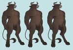 animal_genitalia animal_penis anthro balls belly brown_body brown_fur equine_genitalia equine_penis erection fully_sheathed fur genitals half-erect male musclegut muscular nipples penis sheath slightly_chubby solo perunagekko bovid bovine cattle mammal model_sheet