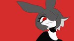 anthro clothed clothing female red_background simple_background solo transformation 87sukiyaki lagomorph leporid mammal rabbit 16:9 2d_animation animated low_res short_playtime widescreen