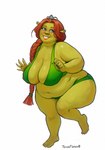 anthro belly big_belly big_breasts bikini breasts cleavage clothed clothing female huge_breasts nipple_outline not_furry overweight overweight_female solo swimwear thick_thighs two-piece_swimsuit wide_hips totesfleisch8 dreamworks shrek_(series) princess_fiona humanoid ogre 2024 hi_res