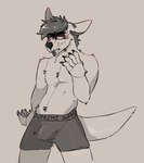 anthro blush bodily_fluids bulge claws clothing cum cum_in_mouth cum_inside cum_on_face fur genital_fluids hair male shirtless simple_background solo tail underwear ballbopper supreme wallabee kangaroo macropod mammal marsupial absurd_res hi_res monochrome