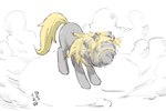 blonde_mane blurred_character downdraft dust dust_cloud female feral fur grey_body grey_fur mane shaking shaking_head solo standing tail yellow_tail yanamosuda friendship_is_magic hasbro my_little_pony derpy_hooves_(mlp) equid equine horse mammal pony 2013 3:2 colored_sketch hi_res sketch