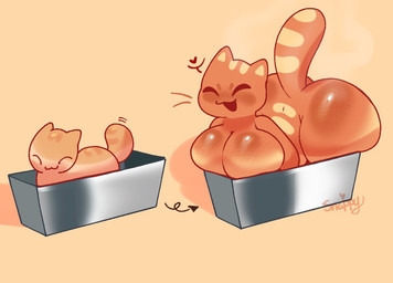 anthro anthro_transformation big_breasts big_butt body_expansion bread breast_expansion breasts burn_mark butt butt_expansion expansion eyes_closed female feral feral_to_anthro food happy heart_symbol hip_expansion open_mouth solo thick_thighs transformation wide_hips snazzle_snapp bread_creature domestic_cat felid feline felis food_creature mammal