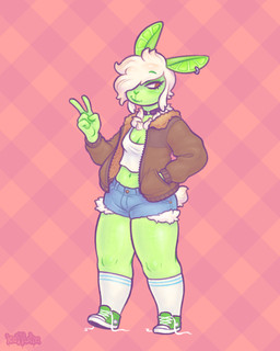 5_fingers anthro bomber_jacket bottomwear breasts choker clothing dairy_products female fingers food footwear fruit gesture green_body hand_gesture hand_in_pocket hotpants jewelry lime_(fruit) looking_aside necklace plant pockets shirt shoes shorts smile socks solo tail topwear v_sign whipped_cream white_clothing white_shirt white_topwear keffotin elemental_creature flora_fauna food_creature lagomorph leporid living_fruit mammal rabbit 2021 4:5 digital_media_(artwork) hi_res