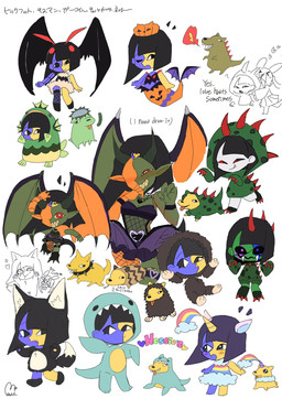 2_horns chibi clothed clothing cloud costume dress eyebrows female feral fire floating_arms floating_head green_body group hair head_wings horn multicolored_body rainbow simple_background smile split_color split_form text topwear two_tone_body unusual_wing_placement wings yellow_body usagimarumei asian_mythology east_asian_mythology ena_(series) ena_(web_series) japanese_mythology mythology demon_ena ena_(joel_g) green_ena mezo_(usagimarumei) mothman unnamed_(ena) animal_humanoid aquatic arthropod arthropod_humanoid canid canid_humanoid canine canine_humanoid canis dinosaur domestic_dog ena_(species) equid equid_humanoid humanoid insect insect_humanoid kappa lepidopteran lepidopteran_humanoid mammal mammal_humanoid merfolk monster moth_humanoid prehistoric_species reptile scalie unicorn_humanoid wolf_humanoid yokai digital_media_(artwork) english_text hi_res sketch