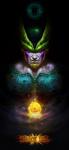 black_background dragon_ball_(object) looking_at_viewer male not_furry realistic simple_background solo white_body white_skin yellow_eyes angus_yi dragon_ball cell_(dragon_ball) perfect_cell alien bio-android_(dragon_ball) humanoid