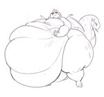 3_toes 5_fingers anthro belly big_belly big_tail breasts curled_horn feet female fingers horn huge_belly huge_thighs hyper hyper_belly hyper_thighs membrane_(anatomy) membranous_wings morbidly_obese morbidly_obese_anthro morbidly_obese_female non-mammal_breasts obese obese_anthro obese_female overweight overweight_anthro overweight_female simple_background smile solo spikes standing tail thick_tail thick_thighs toes white_background wings sirmasterdufel european_mythology friendship_is_magic hasbro my_little_pony mythology princess_ember_(mlp) dragon mythological_creature mythological_scalie scalie western_dragon 2023 hi_res monochrome sketch