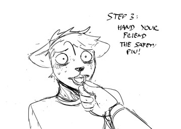 anthro bite bodily_fluids dialogue duo grenade_pin imminent_explosion male nervous nervous_sweat object_in_mouth scared surprised sweat sweaty_face text wide_eyed worried hladilnik daniel_(hladilnik) canid canine canis mammal wolf 2025 black_and_white comic english_text hi_res monochrome sketch