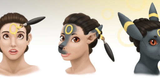 anthro base_one_layout basic_sequence black_hair black_nose brush female fur grey_body grey_fur hair human_to_anthro linear_sequence looking_up one_row_layout paintbrush red_eyes smile solo species_transformation surprised three_frame_image three_frame_sequence tongue tongue_out transformation transformation_sequence miltonholmes nintendo pokemon eeveelution generation_2_pokemon human mammal pokemon_(species) umbreon 2019 absurd_res hi_res sequence