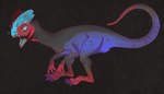 3_claws 3_fingers blue_body blue_eyes claws feathers feral finger_claws fingers glistening_eyelids grey_body grey_feathers head_crest multicolored_body open_mouth sharp_teeth simple_background solo tail teeth toe_claws jeannette_arroyo dilophosaurid dilophosaurus dinosaur prehistoric_species reptile scalie theropod 2024 hi_res portrait