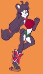 anthro breasts clothing female footwear fur hair heterochromia legwear navel sandals shoes solo white_body white_fur solratic paya_(jamoart) bear giant_panda mammal 2020 hi_res