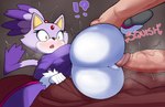 anthro big_butt blaze_the_cat blush butt butt_focus clothed clothed/nude clothed_female_nude_male clothing confusion domestic_cat duo felid feline felis female forced_in_fabric genitals hi_res human humanoid lying male male/female mammal nude penis prodding sega size_difference sonic_the_hedgehog_(series) surprise surprised_expression vammzu