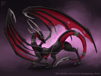 8_horns accessory arm_markings armlet black_body blade butt butt_focus claws countershading deviantart_logo digitigrade featureless_crotch female feral furgonomics green_eyes horn jewelry long_neck long_tail markings membrane_(anatomy) membranous_wings multi_horn raised_tail red_body red_countershading ring shoulder_markings simple_background solo tail tail_accessory tail_blade tail_jewelry tail_ring weapon_tail wide_hipped_female wide_hips wing_blade wings sevour activision deviantart european_mythology mythology spyro_the_dragon the_legend_of_spyro corrupt_cynder cynder dragon mythological_creature mythological_scalie scalie western_dragon 2025 4:3 dated distracting_watermark watermark