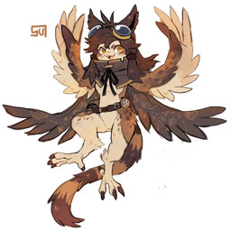 4_toes ahoge anthro avian_feet bag barefoot beak belt bottomless brown_body brown_feathers brown_hair brown_spots cape claws clothed clothing countershade_wings countershading daww eyewear eyewear_on_head feathers feet female flying fur goggles goggles_on_head hair long_tail map markings multicolored_body multicolored_fur ring_(marking) ringed_tail satchel simple_background solo spots spread_toes striped_markings striped_tail stripes tail tail_markings talons toes white_background wings yellow_eyes suizilla avian bird horned_owl hybrid owl true_owl 1:1 2020 brown_theme digital_media_(artwork) full-length_portrait hi_res portrait signature