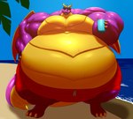 anthro anthrofied beach belly beverage big_belly big_muscles claws clothing horn huge_belly huge_muscles hyper hyper_belly hyper_muscles macro male musclegut muscular muscular_anthro muscular_male obese obese_anthro obese_male outside overweight overweight_anthro overweight_male purple_body seaside solo swimming_trunks swimwear tail grinex activision mythology spyro_the_dragon spyro dragon mythological_creature mythological_scalie scalie hi_res