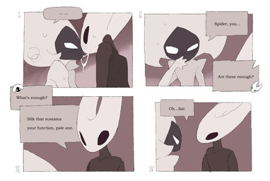 after_kiss anthro biped black_body black_eyes blush blush_lines bodily_fluids border detailed_background dialogue duo empty_eyes female female/female female_anthro female_humanoid humanoid_on_anthro inside mouthless nude saliva saliva_string spa speech_bubble sweat sweatdrop talking_to_another talking_to_partner text white_body white_border white_eyes wiping_mouth justdog hollow_knight:_silksong hollow_knight_(franchise) team_cherry hornet_(hollow_knight) lace_(hollow_knight:_silksong) arthropod humanoid 2025 comic digital_drawing_(artwork) digital_media_(artwork) english_text hi_res