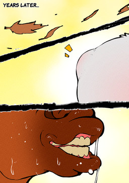 bodily_fluids drooling duo female feral fur male open_mouth pregnant pregnant_female saliva saliva_string simple_background smile teeth text tongue toony white_body kimcuongnguyen chim_chim_cheree_(kimcuongnguyen) canid canine equid equine fox horse mammal adversarial_noise comic digital_media_(artwork) hi_res