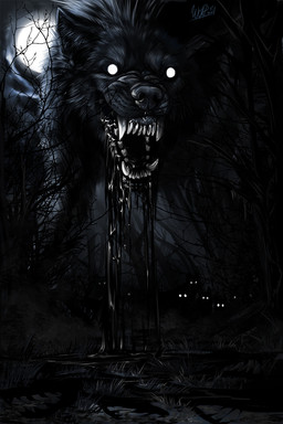 detailed_background feral forest grass group moon night open_mouth outside plant sky teeth tongue tree wolfroad canid canine canis mammal wolf 2015 2:3 digital_media_(artwork) hi_res