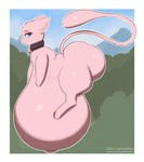 belly big_belly big_butt butt collar female floating fur hanging_belly huge_belly huge_butt hyper hyper_belly hyper_pregnancy looking_at_viewer navel nude pink_body pink_fur pregnant sagging_belly slightly_chubby solo stretch_marks tail text thick_thighs justkindofhere nintendo pokemon generation_1_pokemon legendary_pokemon mew_(pokemon) pokemon_(species) 2024 colored digital_media_(artwork) shaded url