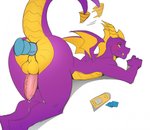 activision anal anthro anthrofied backsack balls butt dildo dragon genitals horn i.kain male membrane_(anatomy) membranous_wings mythological_creature mythological_scalie mythology nude penis perineum purple_body raised_tail scalie sex_toy solo spyro spyro_the_dragon tail tongue tongue_out toy wings