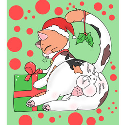 anus balls bell bell_collar blush bodily_fluids body_blush breath butt butt_blush christmas_clothing christmas_headwear clothing cloud_emanata collar cum cum_in_ass cum_inside cum_on_balls cum_on_butt cum_on_self dotted_background emanata erection eyes_closed feral genital_fluids genitals gift hat headgear headwear holding_gift holding_object holidays holly_(plant) looking_pleasured lying male mottled on_side open_mouth pattern_background paws penile_spines penis perineum piebald plant presenting presenting_hindquarters raised_tail simple_background solo tail catmakinbiscuits christmas chip_(catmakinbiscuits) calico_cat domestic_cat felid feline felis mammal 1:1 hi_res