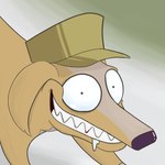 clothing feral fur hat headgear headwear looking_at_viewer male snout solo tan_body tan_fur teeth unknown_artist alfred's_playhouse alfred_alfer canid canine canis domestic_dog mammal 1:1 digital_media_(artwork) low_res