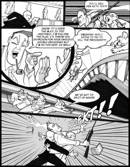 5_fingers aloha_shirt anthro clothing collision computer desperation electronics eyewear female fingers glasses grunting gun impact_lines laptop male pattern_clothing pattern_shirt pattern_topwear ranged_weapon rifle running sculpture shirt smoking_pipe stairs statue text topwear weapon chris_fischer chip_'n_dale_rescue_rangers disney chip_(disney) dale_(disney) gadget_hackwrench monterey_jack_(cdrr) chipmunk ground_squirrel human mammal mouse murid murine rat rodent sciurid english_text hi_res